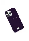 Mey İthalat®  iPhone 14 Pro Kılıf Kelvin Kartvizitli Silikon - Derin Mor