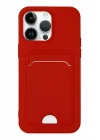 Mey İthalat®  iPhone 14 Pro Kılıf Kelvin Kartvizitli Silikon - Kırmızı