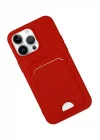Mey İthalat®  iPhone 14 Pro Kılıf Kelvin Kartvizitli Silikon - Kırmızı