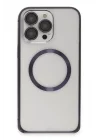 Mey İthalat®  iPhone 14 Pro Kılıf Metal Bumper Magneticsafe Kapak - Derin Mor