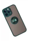 Mey İthalat®  iPhone 14 Pro Kılıf Montreal Yüzüklü Silikon Kapak - Yeşil