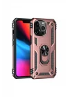 Mey İthalat®  iPhone 14 Pro Kılıf Sofya Yüzüklü Silikon Kapak - Rose