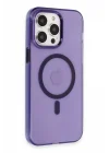 Mey İthalat®  iPhone 14 Pro Kılıf Tron Şeffaf Magsafe Kapak - Derin Mor