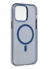Mey İthalat®  iPhone 14 Pro Kılıf Tron Şeffaf Magsafe Kapak - Mavi