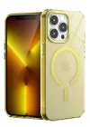Mey İthalat®  iPhone 14 Pro Kılıf Troy Magsafe Kapak - Sarı