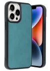 Mey İthalat®  iPhone 14 Pro Max Kılıf Aras Deri Kapak - Açık Yeşil