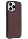 Mey İthalat®  iPhone 14 Pro Max Kılıf Aras Deri Kapak - Bordo