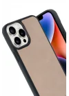 Mey İthalat®  iPhone 14 Pro Max Kılıf Aras Deri Kapak - Pudra