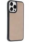 Mey İthalat®  iPhone 14 Pro Max Kılıf Aras Deri Kapak - Pudra
