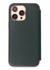 Mey İthalat®   iPhone 14 Pro Max Kılıf Dolpin Kapaklı - Koyu Yeşil