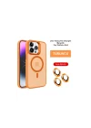 Mey İthalat®  iPhone 14 Pro Max Kılıf Flet Lens Magsafe Kapak - Turuncu
