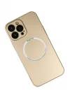 Mey İthalat®  iPhone 14 Pro Max Kılıf Jack Magneticsafe Lens Silikon - Gold