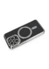 Mey İthalat®   iPhone 14 Pro Max Kılıf Joke Simli Magneticsafe Kılıf - Gri