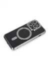 Mey İthalat®   iPhone 14 Pro Max Kılıf Joke Simli Magneticsafe Kılıf - Gri