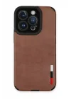 Mey İthalat®  iPhone 14 Pro Max Kılıf Loop Deri Silikon - Kahverengi