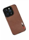 Mey İthalat®  iPhone 14 Pro Max Kılıf Loop Deri Silikon - Kahverengi
