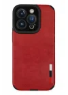 Mey İthalat®  iPhone 14 Pro Max Kılıf Loop Deri Silikon - Kırmızı