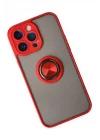 Mey İthalat®  iPhone 14 Pro Max Kılıf Montreal Yüzüklü Silikon Kapak - Kırmızı
