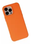 Mey İthalat®  iPhone 14 Pro Max Kılıf Nano içi Kadife Silikon - Turuncu