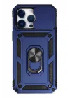 Mey İthalat®  iPhone 14 Pro Max Kılıf Pars Lens Yüzüklü Silikon - Lacivert
