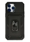 Mey İthalat®   iPhone 14 Pro Max Kılıf Pars Lens Yüzüklü Silikon - Siyah