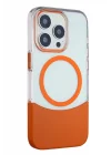 Mey İthalat®  iPhone 14 Pro Max PC Suit Magsafe Kapak - Turuncu