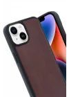 Mey İthalat®   iPhone 15 Kılıf Aras Deri Kapak - Bordo