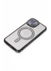Mey İthalat®  iPhone 15 Kılıf Joke Simli Magneticsafe Kılıf - Siyah