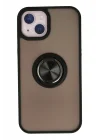 Mey İthalat®  iPhone 15 Kılıf Montreal Yüzüklü Silikon Kapak - Siyah
