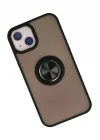 Mey İthalat®  iPhone 15 Kılıf Montreal Yüzüklü Silikon Kapak - Siyah