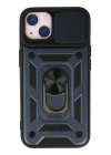 Mey İthalat®   iPhone 15 Kılıf Pars Lens Yüzüklü Silikon - Lacivert
