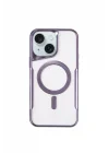 Mey İthalat®   iPhone 15 Plus Kılıf Boyi Magsafe Silikon Kapak - Derin Mor