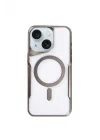 Mey İthalat®   iPhone 15 Plus Kılıf Boyi Magsafe Silikon Kapak - Titan Gri