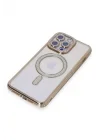 Mey İthalat®  iPhone 15 Pro Kılıf Joke Simli Magneticsafe Kılıf - Gold
