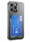 Mey İthalat®  iPhone 15 Pro Kılıf Kart Şeffaf Silikon - Şeffaf
