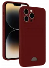 Mey İthalat®  iPhone 15 Pro Kılıf Kelvin Kartvizitli Silikon - Bordo