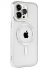 Mey İthalat®  iPhone 15 Pro Kılıf Kronos Magsafe Kapak - Gümüş