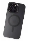 Mey İthalat®  iPhone 15 Pro Kılıf Mateks Magsafe Kapak - Siyah