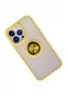 Mey İthalat®  iPhone 15 Pro Kılıf Montreal Yüzüklü Silikon Kapak - Sarı