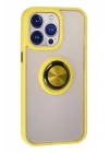 Mey İthalat®  iPhone 15 Pro Kılıf Montreal Yüzüklü Silikon Kapak - Sarı