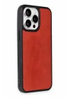 Mey İthalat®   iPhone 15 Pro Max Kılıf Aras Deri Kapak - Kırmızı