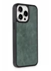 Mey İthalat®   iPhone 15 Pro Max Kılıf Aras Deri Kapak - Koyu Yeşil