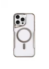 Mey İthalat®   iPhone 15 Pro Max Kılıf Boyi Magsafe Silikon Kapak - Gümüş