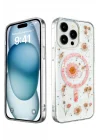 Mey İthalat®   iPhone 15 Pro Max Kılıf Daisy Simli Magsafe Kapak - Pembe