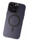 Mey İthalat®  iPhone 15 Pro Max Kılıf Mateks Magsafe Kapak - Derin Mor