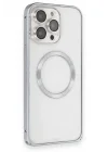 Mey İthalat®  iPhone 15 Pro Max Kılıf Metal Bumper Magneticsafe Kapak - Gri
