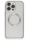 Mey İthalat®  iPhone 15 Pro Max Kılıf Metal Bumper Magneticsafe Kapak - Gri
