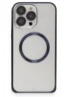 Mey İthalat®  iPhone 15 Pro Max Kılıf Metal Bumper Magneticsafe Kapak - Lacivert