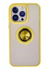 Mey İthalat®  iPhone 15 Pro Max Kılıf Montreal Yüzüklü Silikon Kapak - Sarı