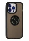 Mey İthalat®  iPhone 15 Pro Max Kılıf Montreal Yüzüklü Silikon Kapak - Siyah
